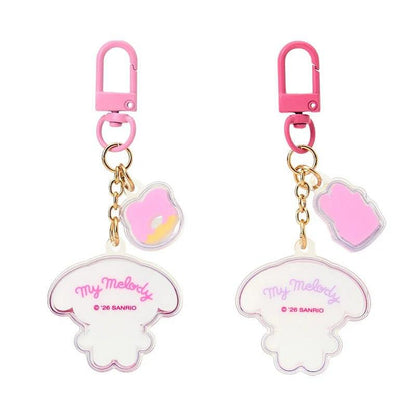 Sanrio My Melody Acrylic Keychain Set – 2pc Puffy Semi - 3D Key Holder (Matching Niko Niko Series) - Otaku Collectives