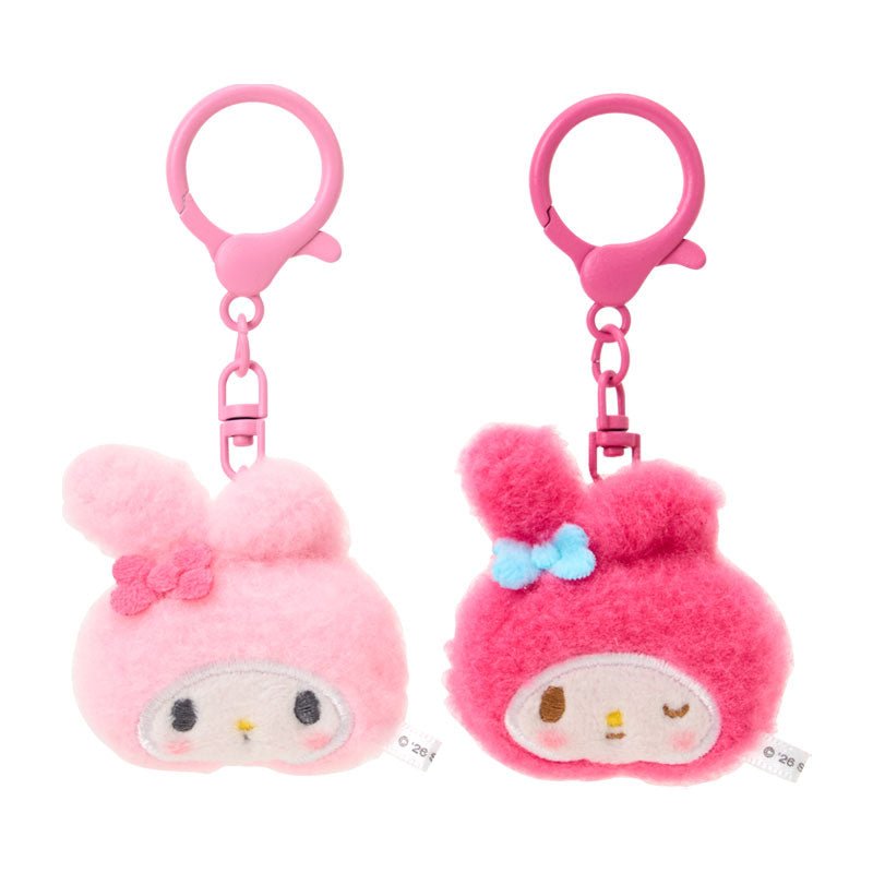 Sanrio My Melody Mini Mascot Keychain Set – 2pc Plush Key Holder (Matching Niko Niko) - Otaku Collectives