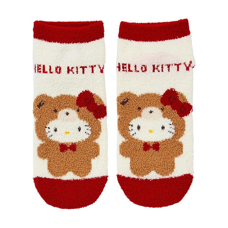 [Sanrio] Official Sanrio Exclusive Fluffy Socks - Bear Costume Hello Kitty (Red) - Otaku Collectives