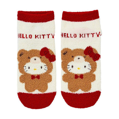 [Sanrio] Official Sanrio Exclusive Fluffy Socks - Bear Costume Hello Kitty (Red) - Otaku Collectives