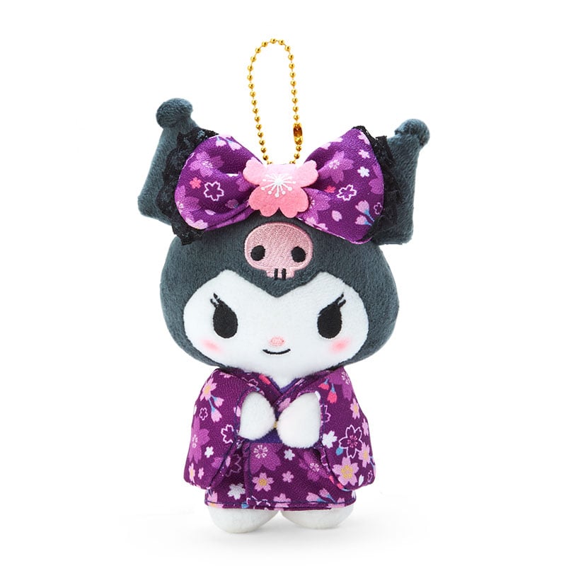 [Sanrio] Plush Charm Mascot holder (Cherry Blossom Kimono) - Kuromi - Otaku Collectives