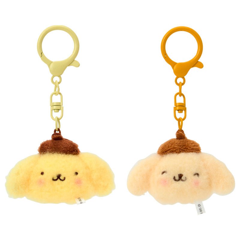 Sanrio Pompompurin Mini Mascot Keychain Set – 2pc Plush Key Holder (Matching Niko Niko) - Otaku Collectives