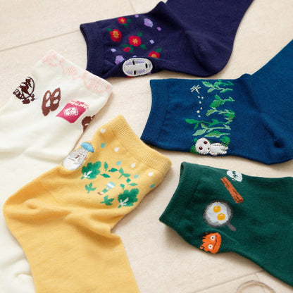 Studio Ghibli Howl's Moving Castle Calcifer Moss Green 13cm Crew Socks - Otaku Collectives