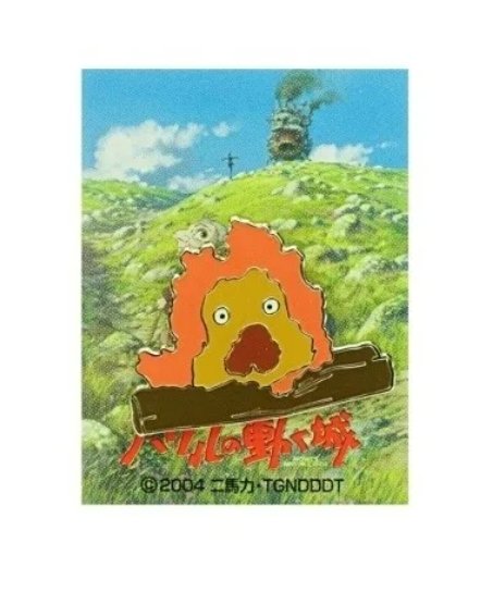 [Studio Ghibli] Howl's Moving Castle Metal Pin Calcifer on a Log - Otaku Collectives