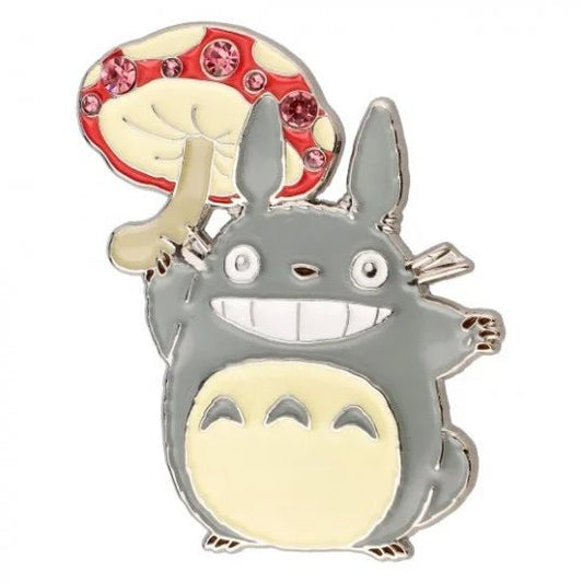 [Studio Ghibli] My Neighbor Totoro Brooch – Totoro with Mushroom Metal Collectible - Otaku Collectives