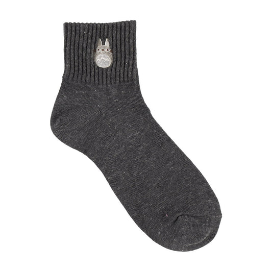 [Studio Ghibli] My Neighbor Totoro Ribbed Embroidered Short Socks 23 - 25cm - Otaku Collectives