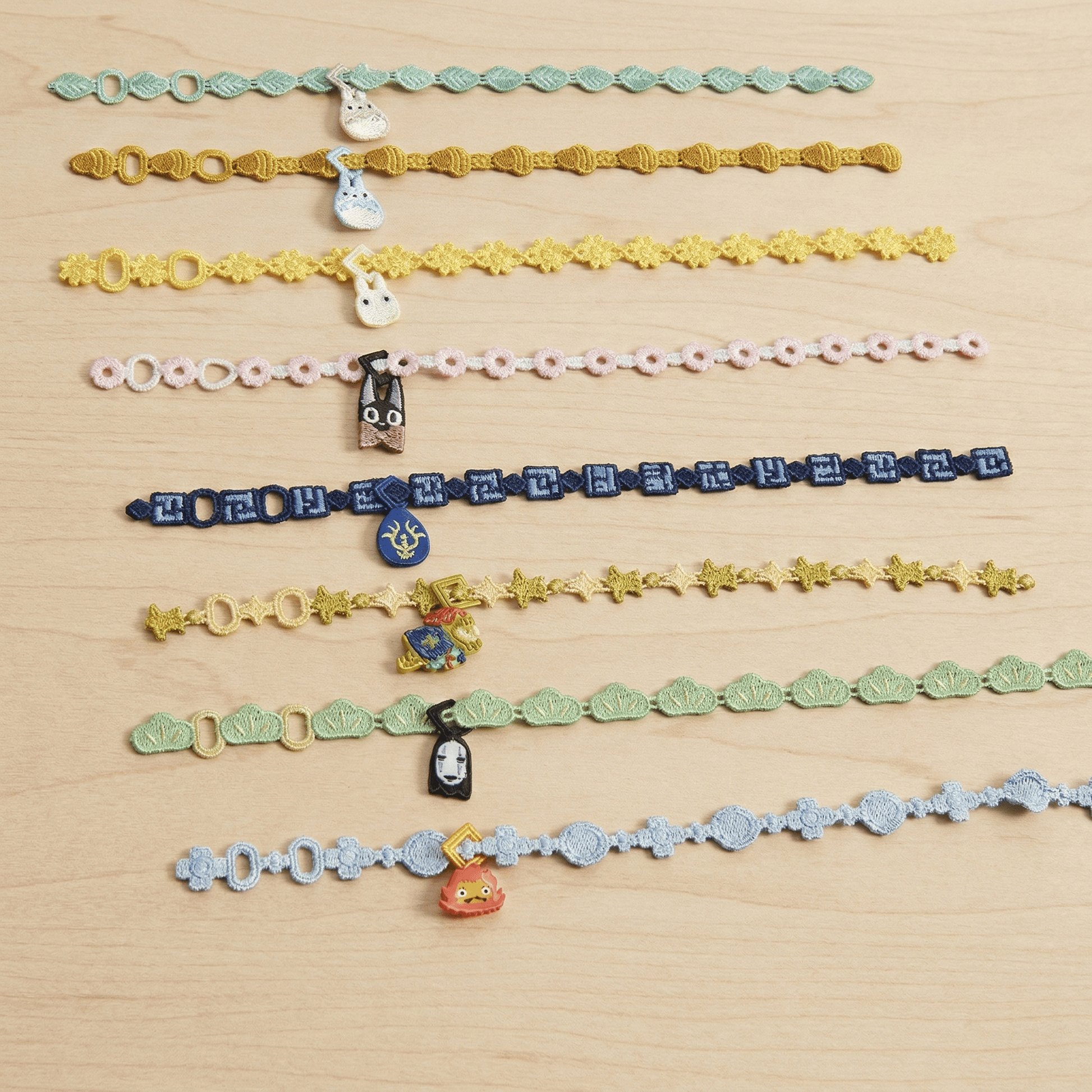 Studio Ghibli Spirited Away Lace Bracelet Plus – No - Face Embroidered Bracelet - Otaku Collectives