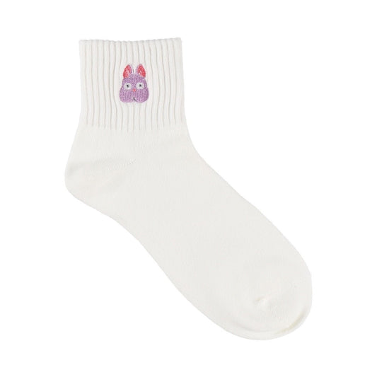 [Studio Ghibli] Spirited Away Ribbed Embroidered Short Socks, Mouse Pattern, 23 - 25cm - Otaku Collectives