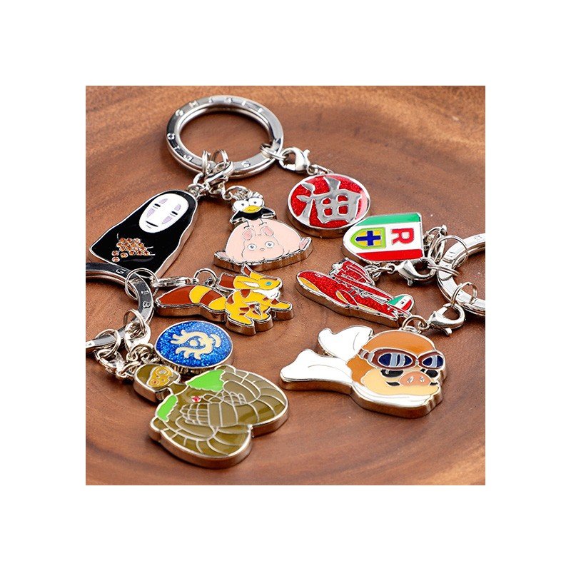 [Studio Ghibli] Spirited Away Triple Key Ring Boh and Yu - Bird, No - Face and Bath Sign - Otaku Collectives