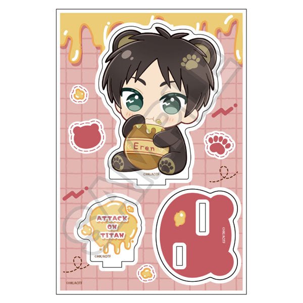 TwinCre Attack on Titan Nui Piece Friends Harapeko Kuma Eren Yeager Acrylic Stand Jr. - Otaku Collectives